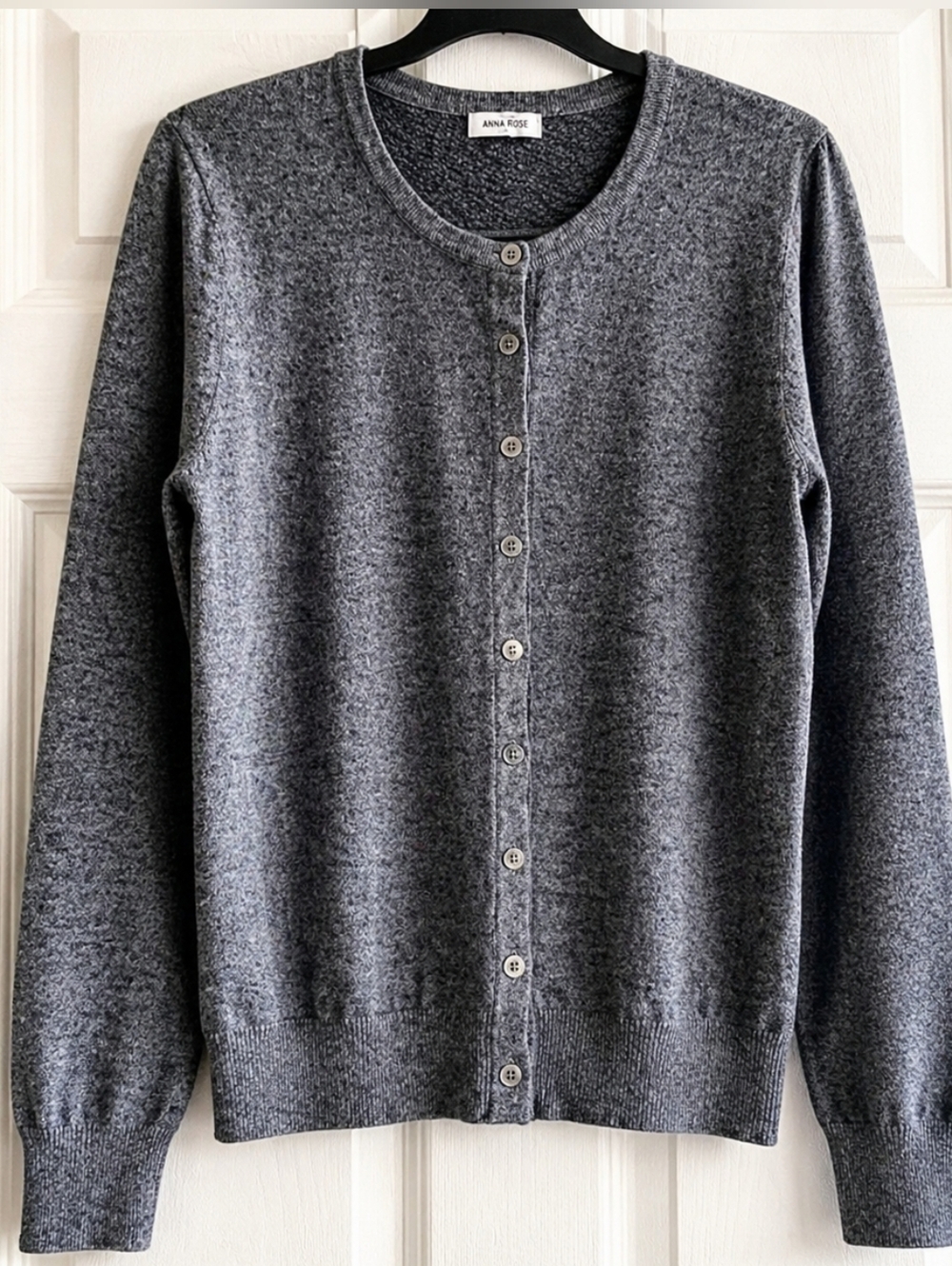 Anna Rose Gray Button Cardigan Size L Lightweight Knit Office Casual